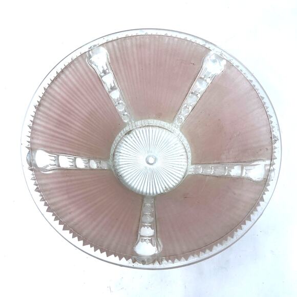 Vintage Lamp Shade Clear Pink Glass Ribbed Beaded MCM 10.5" Retro - Picture 4 of 7